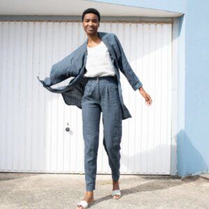 notPERFECTLINEN old Damme linen high waisted tapered trouser pant, size M